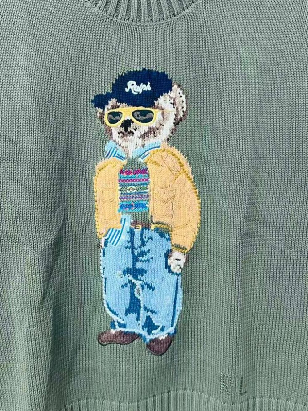 Ralph Lauren Polo Bear Green Sweater - Picture 2 of 6